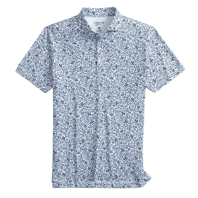 Men's  johnnie-O White New York Yankees All Over Print Performance Polo