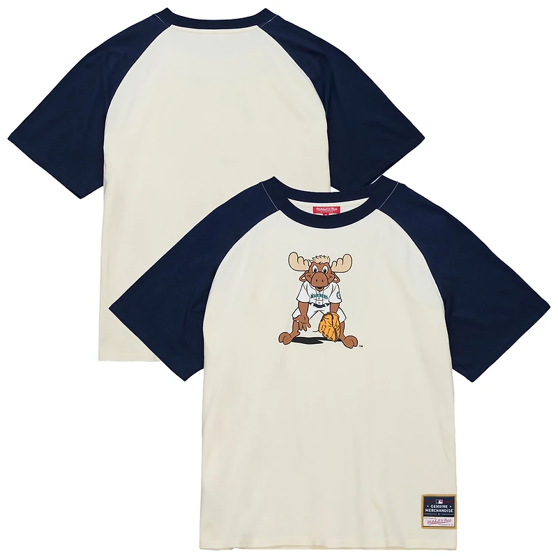 Women's Mitchell & Ness Cream Seattle Mariners Boyfriend Raglan T-Shirt