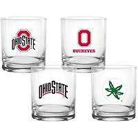 Ohio State Buckeyes 14oz. Collector's Rocks Glass Four-Piece Set