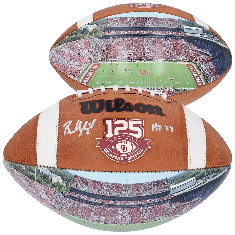Baker Mayfield Oklahoma Sooners Autographed 125 Years Photo Panel Football with "HS 17" Inscription