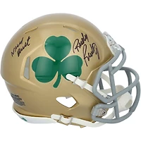 Rudy Ruettiger Notre Dame Fighting Irish Autographed Gold Shamrock Riddell Speed Mini Helmet with "Never Quit" Inscription