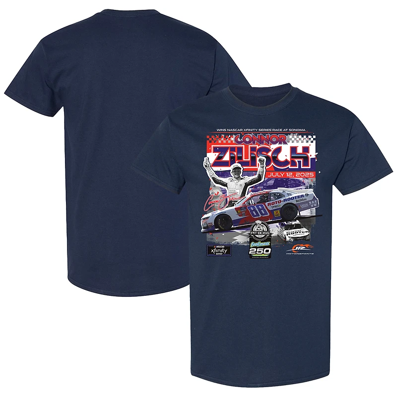 Men's Checkered Flag Sports Navy Connor Zilisch 2025 Pit Boss/FoodMaxx 250 Winner T-Shirt