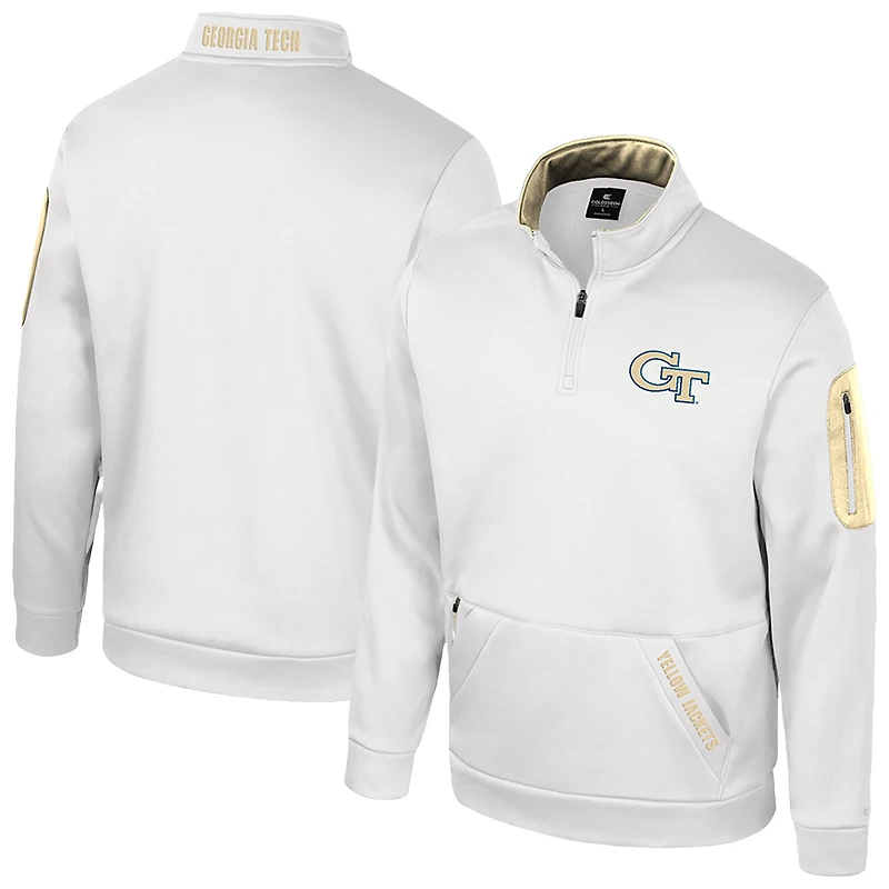 Men's Colosseum White Georgia Tech Yellow Jackets Mainframe Fleece Quarter-Zip Jacket