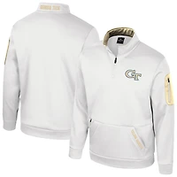 Men's Colosseum  White Georgia Tech Yellow Jackets Mainframe Fleece Quarter-Zip Jacket
