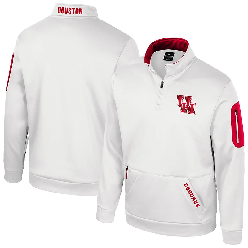Men's Colosseum  White Houston Cougars Mainframe Fleece Quarter-Zip Jacket
