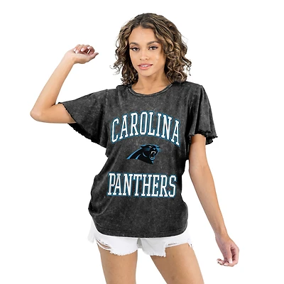 Women's Gameday Couture Black Carolina Panthers Relaxed Flutter Sleeve T-Shirt