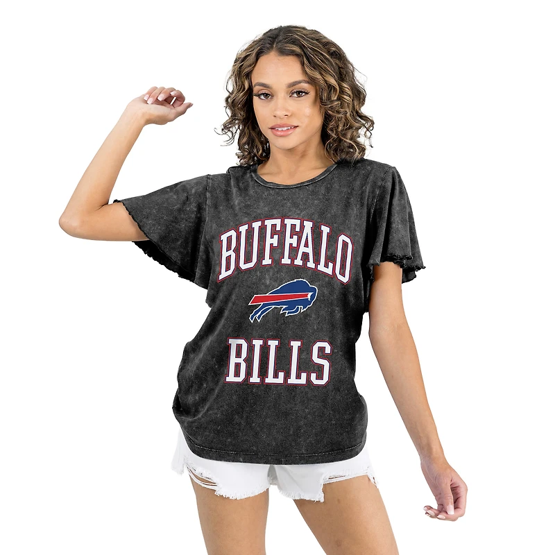 Women's Gameday Couture Black Buffalo Bills Relaxed Flutter Sleeve T-Shirt
