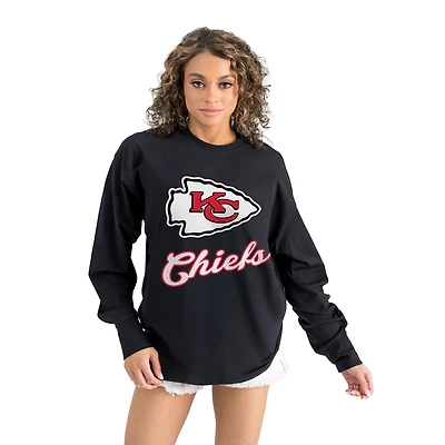 Women's Gameday Couture  Black Kansas City Chiefs Oversized Long Sleeve T-Shirt