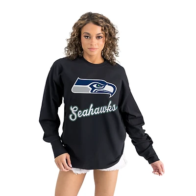 Women's Gameday Couture  Black Seattle Seahawks Oversized Long Sleeve T-Shirt