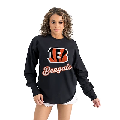 Women's Gameday Couture Black Cincinnati Bengals Oversized Long Sleeve T-Shirt