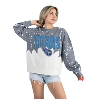 Women's Gameday Couture  Gray Tennessee Titans Oversized Faded Wash Tri-Blend Pullover Sweatshirt