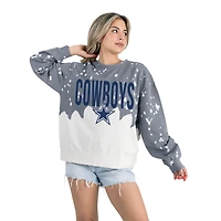 Women's Gameday Couture  Gray Dallas Cowboys Oversized Faded Wash Tri-Blend Pullover Sweatshirt