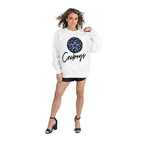 Women's Gameday Couture  White Dallas Cowboys Script Logo Oversized Premium Fleece Pullover Sweatshirt