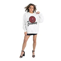 Women's Gameday Couture  White Tampa Bay Buccaneers Script Logo Oversized Premium Fleece Pullover Sweatshirt