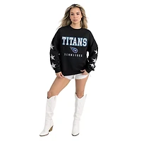 Women's Gameday Couture  Black Tennessee Titans Velocity Relaxed Rhinestone Pullover Sweatshirt
