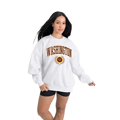 Women's Gameday Couture  Ash Washington Commanders Traditional Logo Oversized Premium Fleece Pullover Sweatshirt