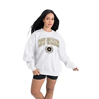 Women's Gameday Couture  Ash New Orleans Saints Traditional Logo Oversized Premium Fleece Pullover Sweatshirt