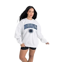 Women's Gameday Couture  Ash Indianapolis Colts Traditional Logo Oversized Premium Fleece Pullover Sweatshirt