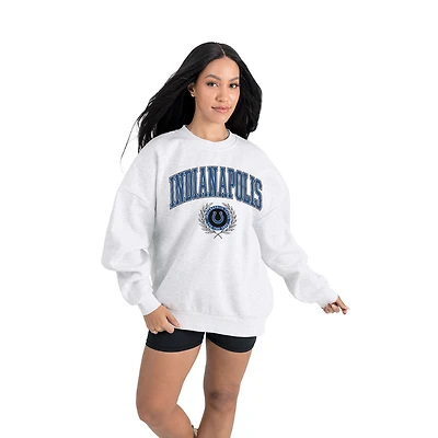 Women's Gameday Couture  Ash Indianapolis Colts Traditional Logo Oversized Premium Fleece Pullover Sweatshirt