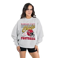 Women's Gameday Couture  Ash Kansas City Chiefs Home Turf Oversized Premium Fleece Pullover Sweatshirt