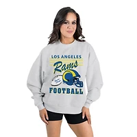 Women's Gameday Couture  Ash Los Angeles Rams Home Turf Oversized Premium Fleece Pullover Sweatshirt