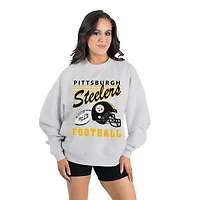 Women's Gameday Couture  Ash Pittsburgh Steelers Home Turf Oversized Premium Fleece Pullover Sweatshirt
