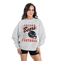 Women's Gameday Couture  Ash Chicago Bears Home Turf Oversized Premium Fleece Pullover Sweatshirt