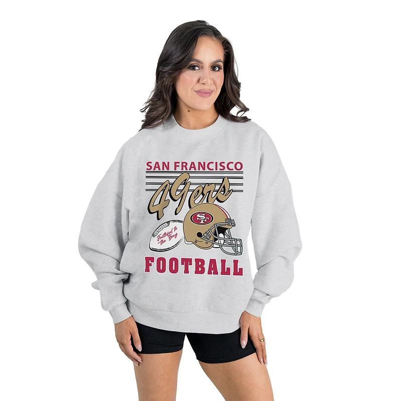 Women's Gameday Couture  Ash San Francisco 49ers Home Turf Oversized Premium Fleece Pullover Sweatshirt