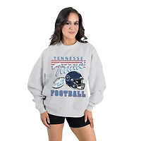 Women's Gameday Couture  Ash Tennessee Titans Home Turf Oversized Premium Fleece Pullover Sweatshirt