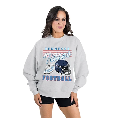 Women's Gameday Couture  Ash Tennessee Titans Home Turf Oversized Premium Fleece Pullover Sweatshirt