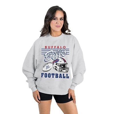 Women's Gameday Couture  Ash Buffalo Bills Home Turf Oversized Premium Fleece Pullover Sweatshirt