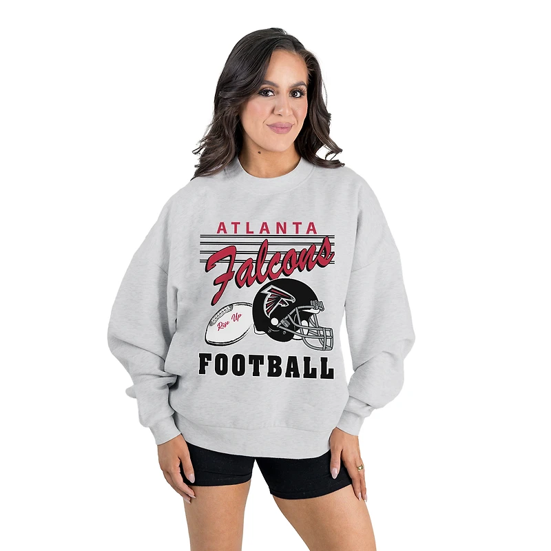 Women's Gameday Couture  Ash Atlanta Falcons Home Turf Oversized Premium Fleece Pullover Sweatshirt