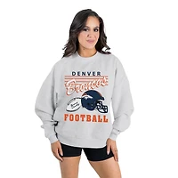 Women's Gameday Couture  Ash Denver Broncos Home Turf Oversized Premium Fleece Pullover Sweatshirt