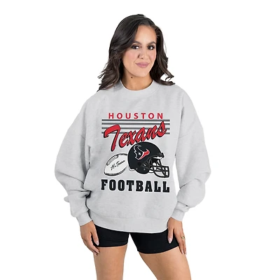 Women's Gameday Couture  Ash Houston Texans Home Turf Oversized Premium Fleece Pullover Sweatshirt