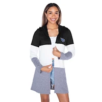 Women's Gameday Couture  Black Tennessee Titans Tri-Blend Color Block Lightweight Cardigan Hoodie