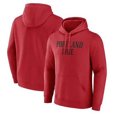 Men's Red Portland Fire Team Wordmark Pullover Hoodie
