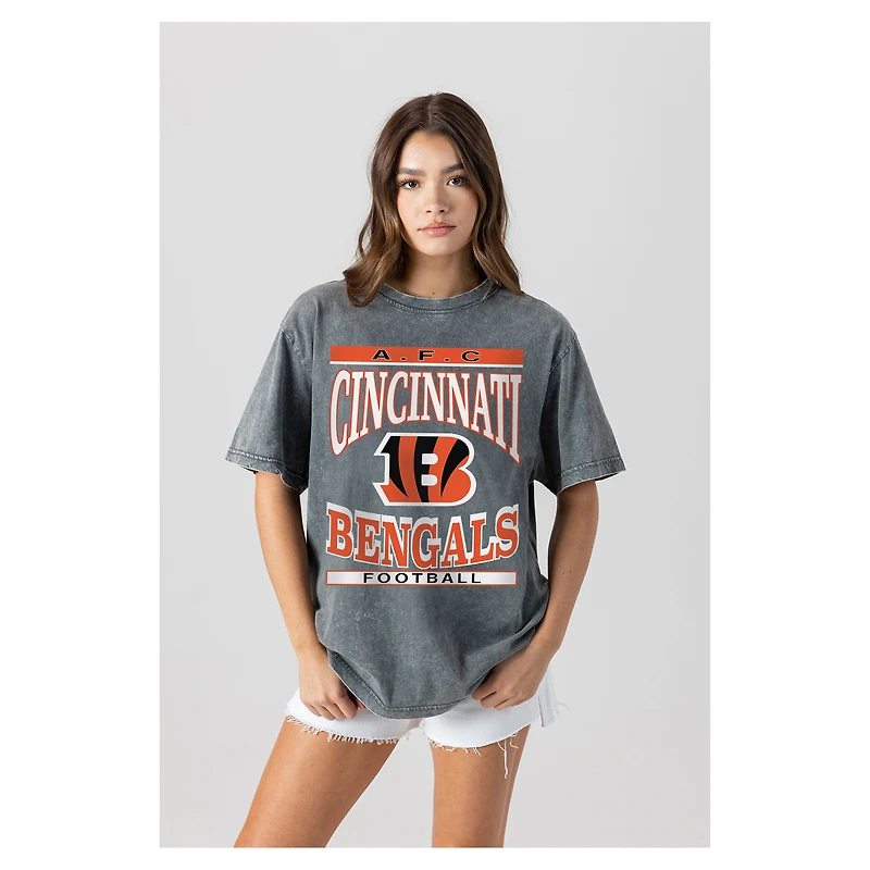 Women's Gameday Couture  Gray Cincinnati Bengals Oversized Classic Grind Washed T-Shirt