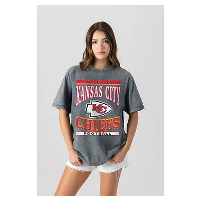 Women's Gameday Couture Gray Kansas City Chiefs Oversized Classic Grind Washed T-Shirt