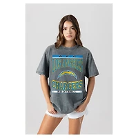 Women's Gameday Couture  Gray Los Angeles Chargers Oversized Classic Grind Washed T-Shirt