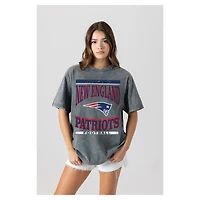 Women's Gameday Couture  Gray New England Patriots Oversized Classic Grind Washed T-Shirt