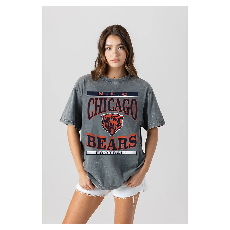 Women's Gameday Couture  Gray Chicago Bears Oversized Classic Grind Washed T-Shirt