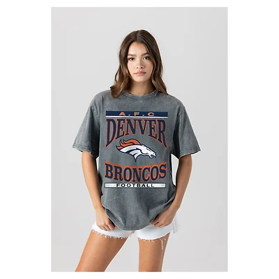 Women's Gameday Couture  Gray Denver Broncos Oversized Classic Grind Washed T-Shirt