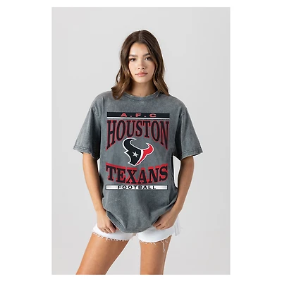 Women's Gameday Couture  Gray Houston Texans Oversized Classic Grind Washed T-Shirt