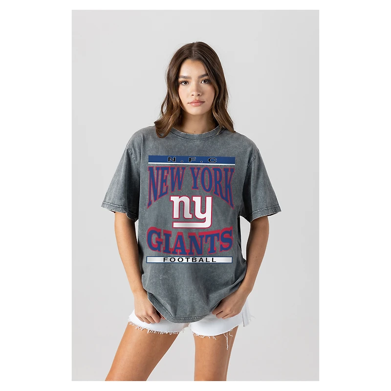 Women's Gameday Couture Gray New York Giants Oversized Classic Grind Washed T-Shirt