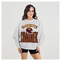 Women's Gameday Couture  Ash Washington Commanders Fierce Focus Premium Oversized Fleece Pullover Sweatshirt