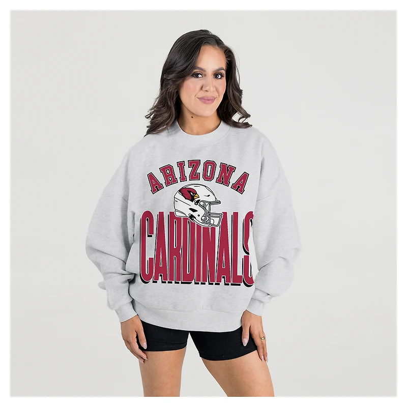 Women's Gameday Couture  Ash Arizona Cardinals Fierce Focus Premium Oversized Fleece Pullover Sweatshirt
