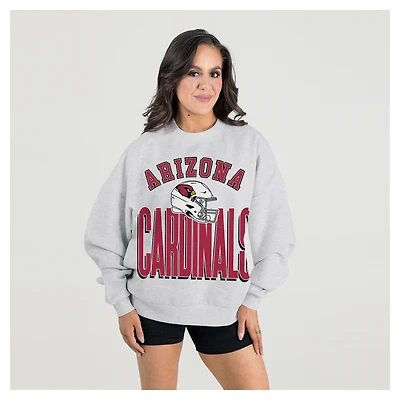 Women's Gameday Couture  Ash Arizona Cardinals Fierce Focus Premium Oversized Fleece Pullover Sweatshirt