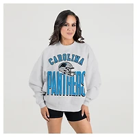 Women's Gameday Couture  Ash Carolina Panthers Fierce Focus Premium Oversized Fleece Pullover Sweatshirt