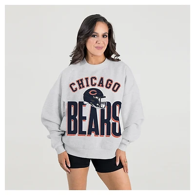 Women's Gameday Couture  Ash Chicago Bears Fierce Focus Premium Oversized Fleece Pullover Sweatshirt