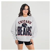 Women's Gameday Couture  Ash Chicago Bears Fierce Focus Premium Oversized Fleece Pullover Sweatshirt